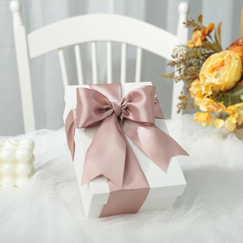 DINDOSAL Dusty Rose Ribbon Double Face Satin Ribbon 2 Inch Thick Dusky Pink Ribbon for Wedding Bridal Bouquet Crafts- 25Yards - Image 3